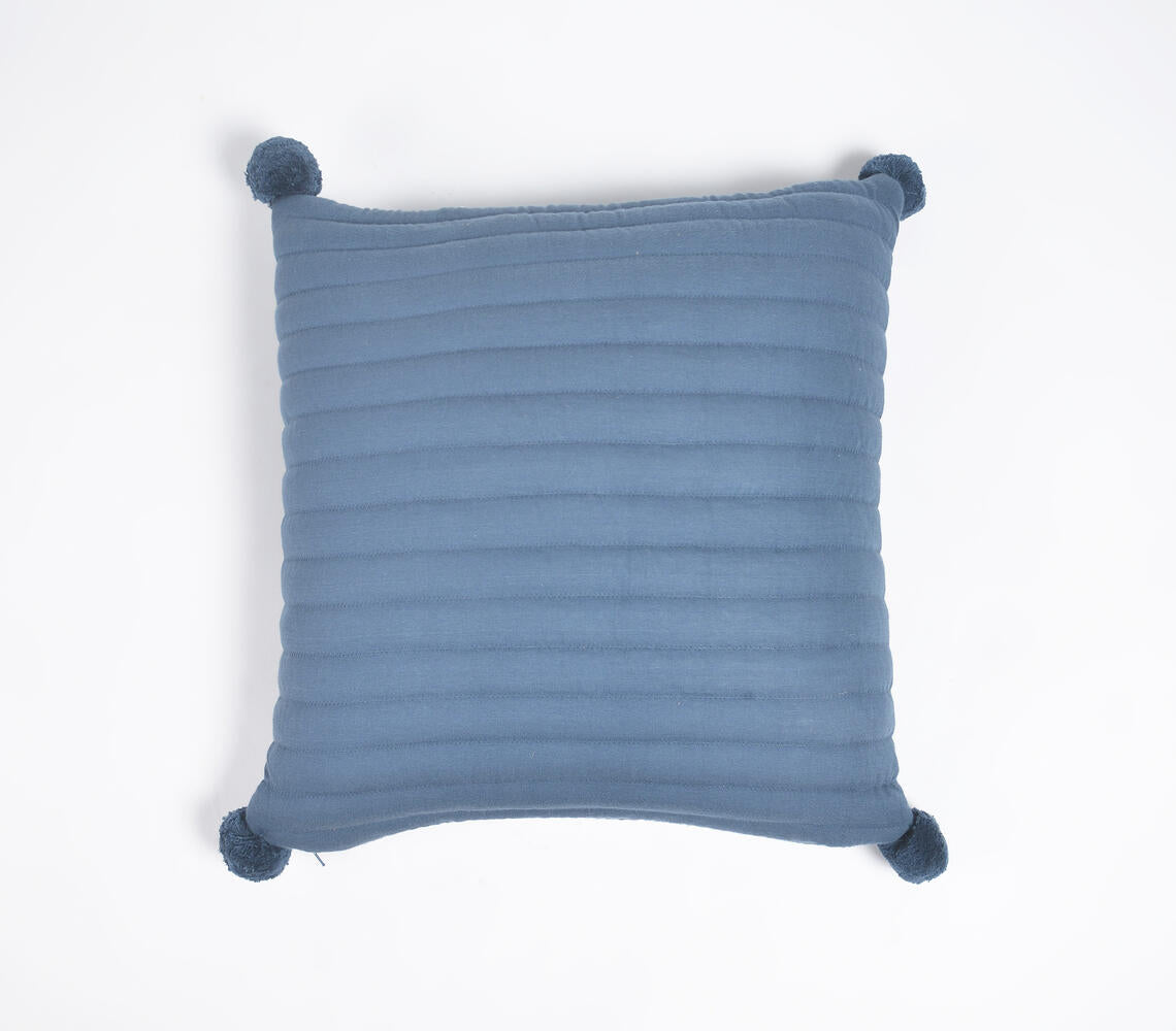 Knitted Cotton Steel Blue Cushion Cover