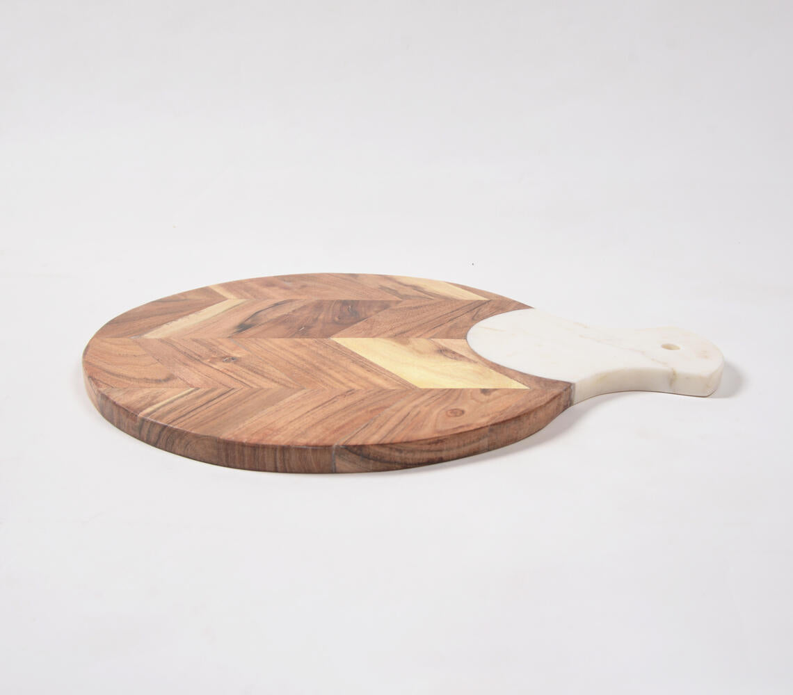 Lacquered Mango Wood & Stone Padle Chopping Board